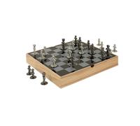 Juego de ajedrez Umbra Buddy para ni os y adultos. Tablero de ajedrez original y moderno de metal con acabado de n quel y titanio. Medidas: 33 x