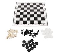 Juego de ajedrez y Damas 2 en 1, Combo de Tablero de ajedrez de plástico Duradero portátil con 32 Piezas de ajedrez y 24 Damas para Viajes Familiares, Camping, Ocio,