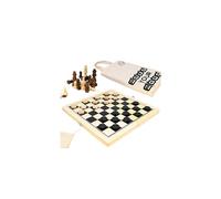 Juego de ajedrez y damas de madera 2 en 1 Big Game Hunters, piezas de pino resistentes, tablero portátil de 30