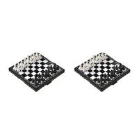 Juego de Ajedrez y Damas en Miniatura Portátiles con Tablero Magnético, Pack de 2 Juegos Educativos Reutilizables, Tablero Plegable para Ajedrez Internacional, Viajes, Camping