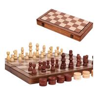 Juego De Ajedrez Y Damas Magnético De Madera 2 En 1,Tablero Plegable De 15" | Incluye 2 Reinas De Repuesto; Un Juego De Estrategia Apto Para Adultos, Aficionados Al Ajedrez Y Principiantes