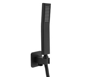 Juego de alcachofa de ducha de latón G1/2 con manguera de resorte de 1,5 m y soporte, cabezal de ducha para baño, ducha, bañera, color negro