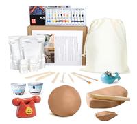 Juego de alfarería para manualidades, juego de pintura de cerámica blanca para adultos, con secado al aire, herramientas, pinturas, pinceles e instrucciones, juego creativo para niños, ideas de regalo