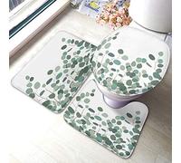 Juego de alfombras de baño abstractas de 3 piezas con diseño de página para colorear, alfombrillas de baño antideslizantes con fondo de ondas en blanco y negro, alfombrilla de contorno en forma de U