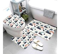 Juego de alfombras de baño con estampado de camión de excavadora, 3 piezas, absorbentes, antideslizantes, lavables, cubierta de tapa de inodoro en forma de U, tapete de contorno, tapete de ducha suave
