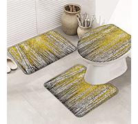 Juego de alfombras de baño de 3 piezas Alfombrilla de baño Álamos amarillos de otoño Hermosos paisajes naturales Alfombrilla de contorno ultra suave y cubierta de tapa para ducha de bañera y cuarto