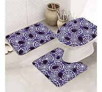 Juego de alfombras de baño de 3 piezas Alfombrilla de baño Happy Halloween Scary Black Spider Purple Spider Web Alfombrilla de contorno ultra suave y cubierta de tapa para bañera Ducha y cuarto de b