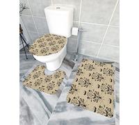 Juego de alfombras de baño de 3 piezas Alfombrilla de baño Happy Halloween Scary Spider Horror Ghost Face Estilo de papel Kraft vintage Tapete de contorno ultra suave y cubierta de tapa para bañera