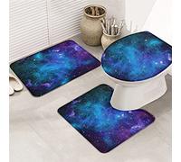 Juego de alfombras de baño de 3 piezas Alfombrilla de baño Mysterious Dreamy Starry Galaxy Astrology Colorful Space Universe Alfombrilla de contorno ultra suave y cubierta de tapa para bañera, ducha