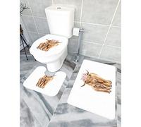 Juego de alfombras de baño de 3 piezas Alfombrilla de baño Scottish Highland Yak Felicidad Madre e hijo Flores Primavera Alfombrilla de contorno ultra suave y cubierta de tapa para bañera Ducha y cu