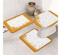Juego de alfombras de baño de 3 piezas Alfombrilla de baño Tema de Halloween Castillo Zombies Tumbas Silueta Estrellas Naranja Alfombrilla de contorno ultra suave y cubierta de tapa para bañera Duch