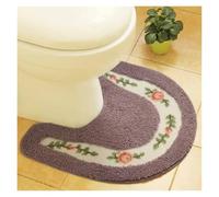 Juego de alfombras de baño de 3 piezas, cojín de asiento de inodoro en forma de U rural, tapete absorbente para el suelo, tapete impermeable y antideslizante (morado)