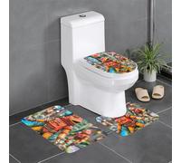 Juego de alfombras de baño de 3 piezas de 61 x 40,6 cm, estampado mecánico WHJSSF A, fácil de limpiar, absorbente y duradero