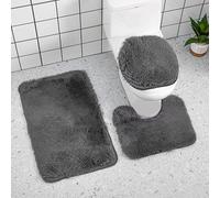 Juego de alfombras de baño de 3 piezas, incluye alfombrilla de baño, alfombrilla de contorno, cubierta de tapa de inodoro, microfibra ultrasuave, respaldo de PVC antideslizante, absorbente de agua,