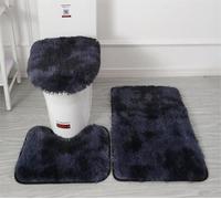 Juego de alfombras de baño de microfibra suave, 3 piezas, antideslizante, funda de asiento de inodoro de felpa esponjosa para baño, tapete de baño absorbente de agua, lavable a máquina (azul marino)