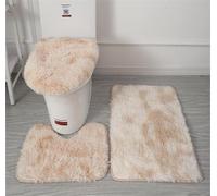 Juego de alfombras de baño de microfibra suave, 3 piezas, antideslizante, funda de asiento de inodoro de felpa esponjosa para baño, tapete de baño absorbente de agua, lavable a máquina (camello claro)