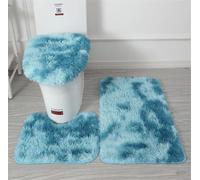 Juego de alfombras de baño de microfibra suave, 3 piezas, tapete de baño antideslizante, funda de asiento de inodoro de felpa esponjosa para baño, tapete de baño absorbente de agua, lavable a máquina