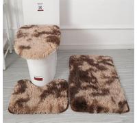 Juego de alfombras de baño de microfibra suave, 3 piezas, tapete de baño antideslizante, funda de asiento de inodoro de felpa esponjosa para baño, tapete de baño absorbente de agua, lavable a máquina