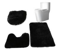 Juego de alfombras de baño HoveeLuty: 3 piezas antideslizantes y absorbentes, negro, rectangulares, en forma de U y en forma de O, 50x80 cm, 50x40 cm, 37x41 cm