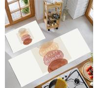 Juego de Alfombras de Cocina Acuarela Minimalismo, Beige Alfombrillas de Cocina Bloques De Color Texto Antideslizantes Antifatiga de 2 Piezas, para Pasillo Salón Dormitorio 40x60cm+40x120cm