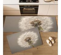 Juego de Alfombras de Cocina Antideslizantes, Bolas Pelusa Diente León Tapetes de Cocina Naturaleza Muerta Realista Felpudos Lavable a Máquina para Cocina, lavandería, Fregadero, 40x60cm+40x120cm