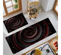 Juego de Alfombras de Cocina con Patrón Vórtice,tapete y Alfombrilla de Cocina Ciencia Ficción Y Estilo Futurista Antideslizante Lavable para Cocina baño Sala de Estar, 40x60cm+40x120 cm, Rojo