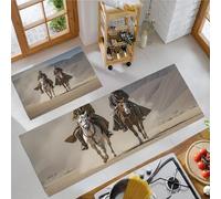 Juego de Alfombras de Cocina Realismo Occidente, Marrón Alfombrillas de Cocina Vaquero Desierto Antideslizantes Antifatiga de 2 Piezas, para Pasillo Salón Dormitorio 40x60cm+40x120cm