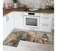 Juego de Alfombras de Estilo parisino Cocina Antideslizante y Lavable, Juego de Alfombras de Cocina de Postal de café Torre Eiffel, 50x80+50x150cm de Alfombra de Escritorio para Decoración Familiar