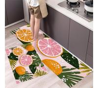 Juego de Alfombras de Plantas tropicales Cocina Antideslizante y Lavable, Juego de Alfombras de Cocina de Hojas de monstera naranja, 50x80+50x150cm de Alfombra de Escritorio para Decoración Familiar