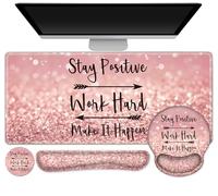 Juego de alfombrilla de ratón 4 en 1, alfombrilla de ratón con cojín de gel+reposamuñecas teclado+posavasos+alfombrilla grande para ratón, alfombrilla de escritorio con diseño ergonómico para la