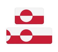 Juego de alfombrillas acolchadas con bandera de Groenlandia (2 piezas), un buen ayudante para estar de pie en la cocina y antideslizante en el baño