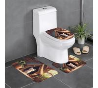 Juego de alfombrillas antideslizantes de franela de 3 piezas de 61 x 40,6 cm, diseño de gatito YYHWHJDE en la cabaña, grueso y absorbente para baño e inodoro