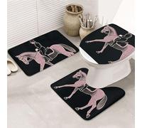Juego de Alfombrillas de Baño,Caballo de Doma clásica Cómoda Contour Lid Tapa de WC Absorbente Cubierta de Tapa de Inodoro para Bañera Ducha Hogar