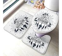 Juego de alfombrillas de baño con diseño de flechas tribales de 3 piezas con rayas de palabras de plumas Di sí a la aventura Alfombrilla de baño Alfombra grande Cubierta de la tapa del asiento del i