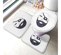 Juego de alfombrillas de baño para hombre, cita motivacional, abre tu mente, barba de pirata, hombre con garabatos, alfombrilla de baño de lunares, 3 piezas, alfombrilla para tapa de asiento de inod