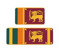 Juego de alfombrillas de cocina de 2 piezas con estampado de bandera de Sri Lanka, antideslizante, adecuado para cocina, lavandería y entrada
