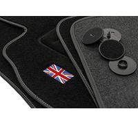 Juego de Alfombrillas de Terciopelo con Bandera para Mini Cooper II/One II (2007-2014), 4 Piezas, Ajuste