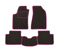 Juego de Alfombrillas Fabricado para Fiat 500 L de 2012 a 2017 de moqueta, Fabricado en Italia, Color Gris, Borde Fucsia