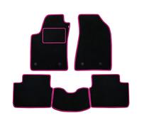 Juego de Alfombrillas Fabricado para Fiat 500 R Desde 1964 hasta 1975 de moqueta, Fabricado en Italia, Color Negro con Borde Fucsia