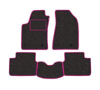 Juego de Alfombrillas Fabricado para Opel Corsa de 2006 a 2015 en moqueta automotriz Fabricada en Italia Gris Borde Fucsia