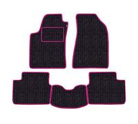 Juego de Alfombrillas Fabricado para Peugeot 108 Desde el año 2014 en adelante en moqueta de Fibra Inferior Antideslizante de Antracita con Bordes Fucsia