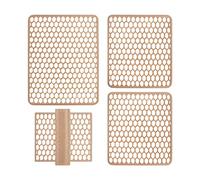 Juego de alfombrillas para fregadero, 4 piezas, salvador de fregadero, protector de platos, escurridor, color goma (beige)
