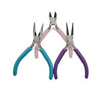 Juego de alicates de acero para reparación de cuentas, punta larga, punta redonda, corte de alambre y alicates curvados con pinzas