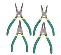 Juego de alicates de clip de 4 piezas, alicates de anillo de presión Mini |Interno y externo recto y doblado de 6 pulgadas |Alicates de abrazadera de resorte de doble cabeza para