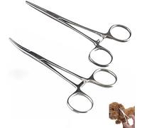 Juego de alicates de piercing autoblocantes, pinzas de acero inoxidable prémium con diseño de diente de sierra para manualidades, manualidades y cuidado de animales (2 unidades) (Straight+bend)