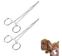 Juego de alicates de piercing autoblocantes, pinzas de acero inoxidable prémium con diseño de diente de sierra para manualidades, manualidades y cuidado de animales (2 unidades) (Straight+straight)