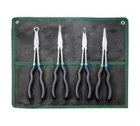 Juego de alicates de punta larga con diseños de punta de aguja recta y curvada con ángulos de 0 45 90 grados para aplicaciones técnicas y electrónicas (4 piezas)