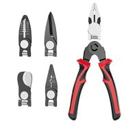 Juego de alicates multifuncionales for electricista con cabezales intercambiables for cortar, pelar y agarrar