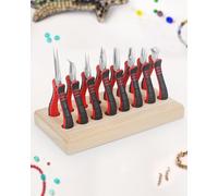 Juego de alicates para hacer joyas, alicates de 8 piezas con paleta de madera, NEWACALOX Mini 4.5 "Diagonal/corte/Lateral/Largo/Doblado/Plano/Redondo Kit de alicates de alambre de punta