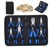 Juego de alicates para joyería de 8 uds, herramientas para hacer joyas, Kit de alicates de reparación de cuentas profesionales de acero rico en carbono con bolsa de almacenamiento con cremallera